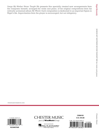 Kennedy: Songs My Mother Never Taught Me for Violin and Piano