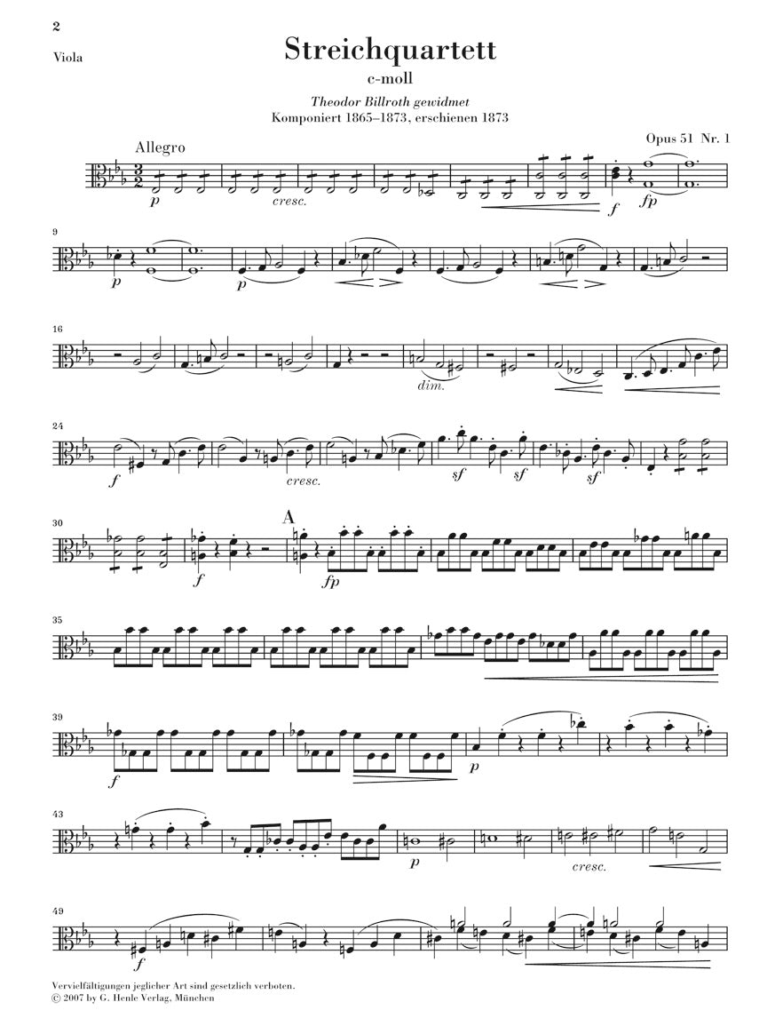 Brahms String Quartets Opus 51 Nos 1 and 2