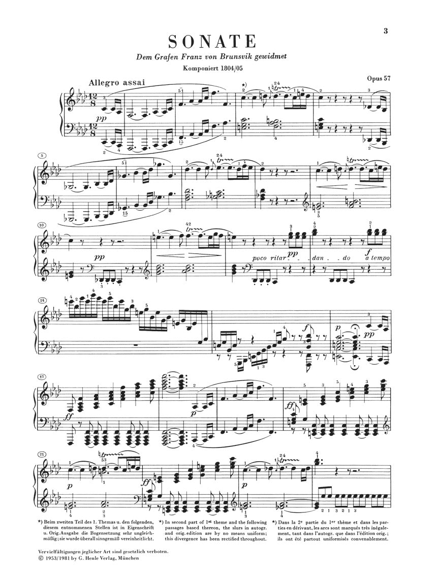 Beethoven Piano Sonata No 23 in F minor Opus 57 (Appassionata)