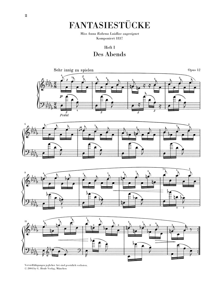 Schumann Fantasy Pieces Opus 12 (with Appendix:WoO 28)