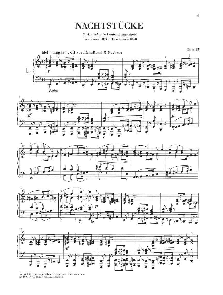 Schumann Nachtstucke, Op. 23 (Night Pieces)