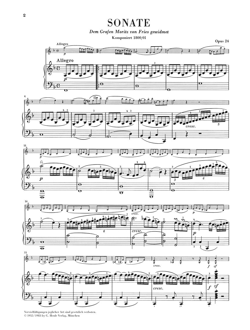 Beethoven Sonata for Piano and Violin in F major Op. 24 (Spring Sonata