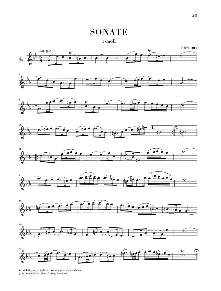 Bach Sonatas for Violin and Piano (Harpsichord) Nos 4-6 BWV 1017-1019