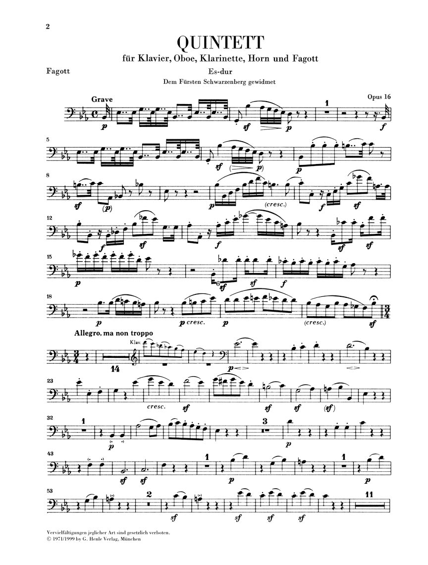 Beethoven Quintet for Piano and Wind Instruments in E flat major Opus 16