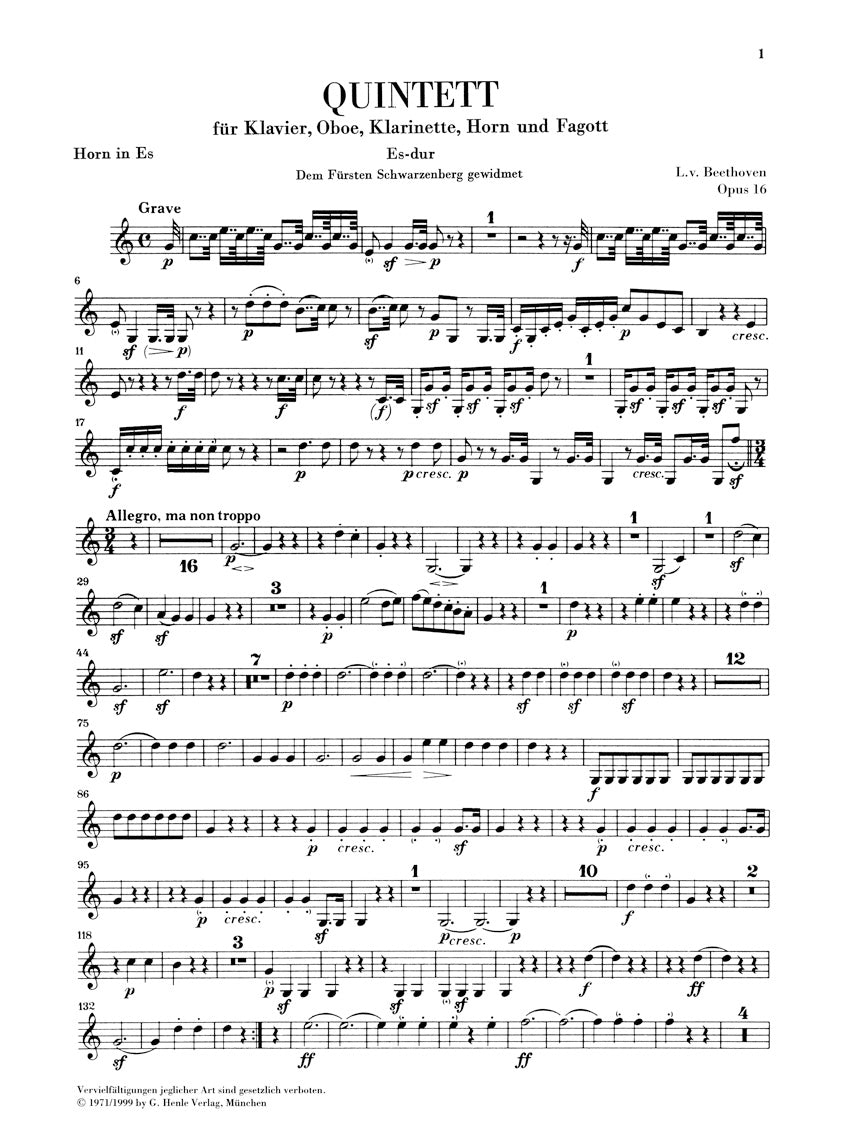 Beethoven Quintet for Piano and Wind Instruments in E flat major Opus 16