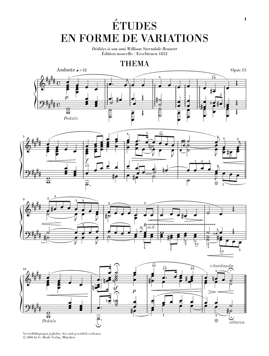 Schumann Symphonic Etudes Opus 13 (includes early version)