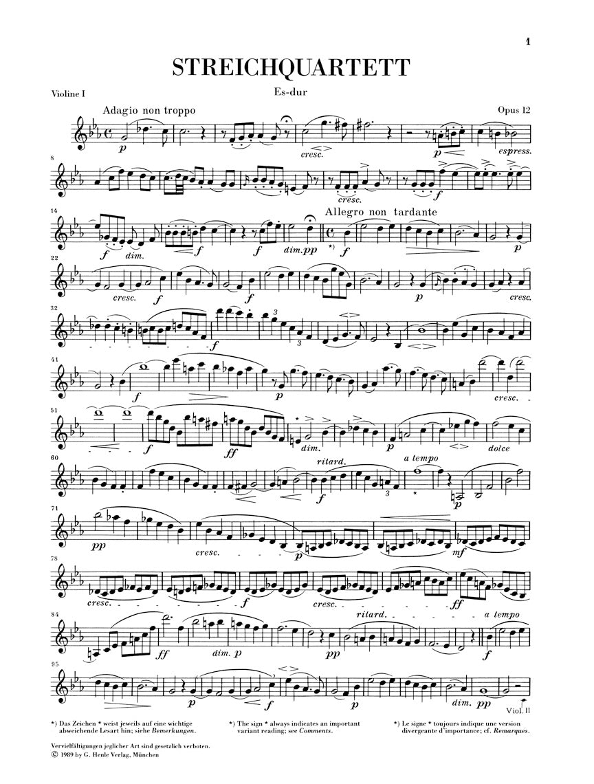 Mendelssohn String Quartets Opus 12 and Opus 13