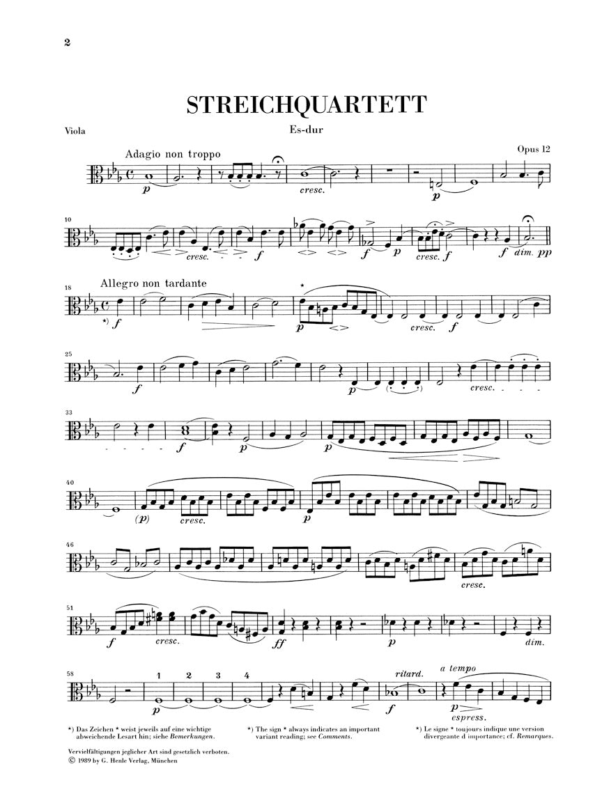 Mendelssohn String Quartets Opus 12 and Opus 13