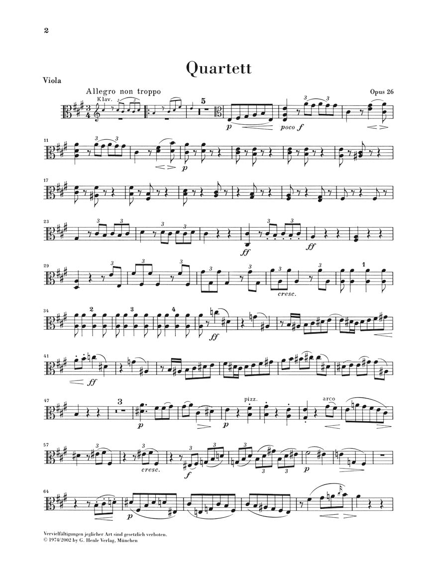 Brahms Piano Quartet in A major Opus 26