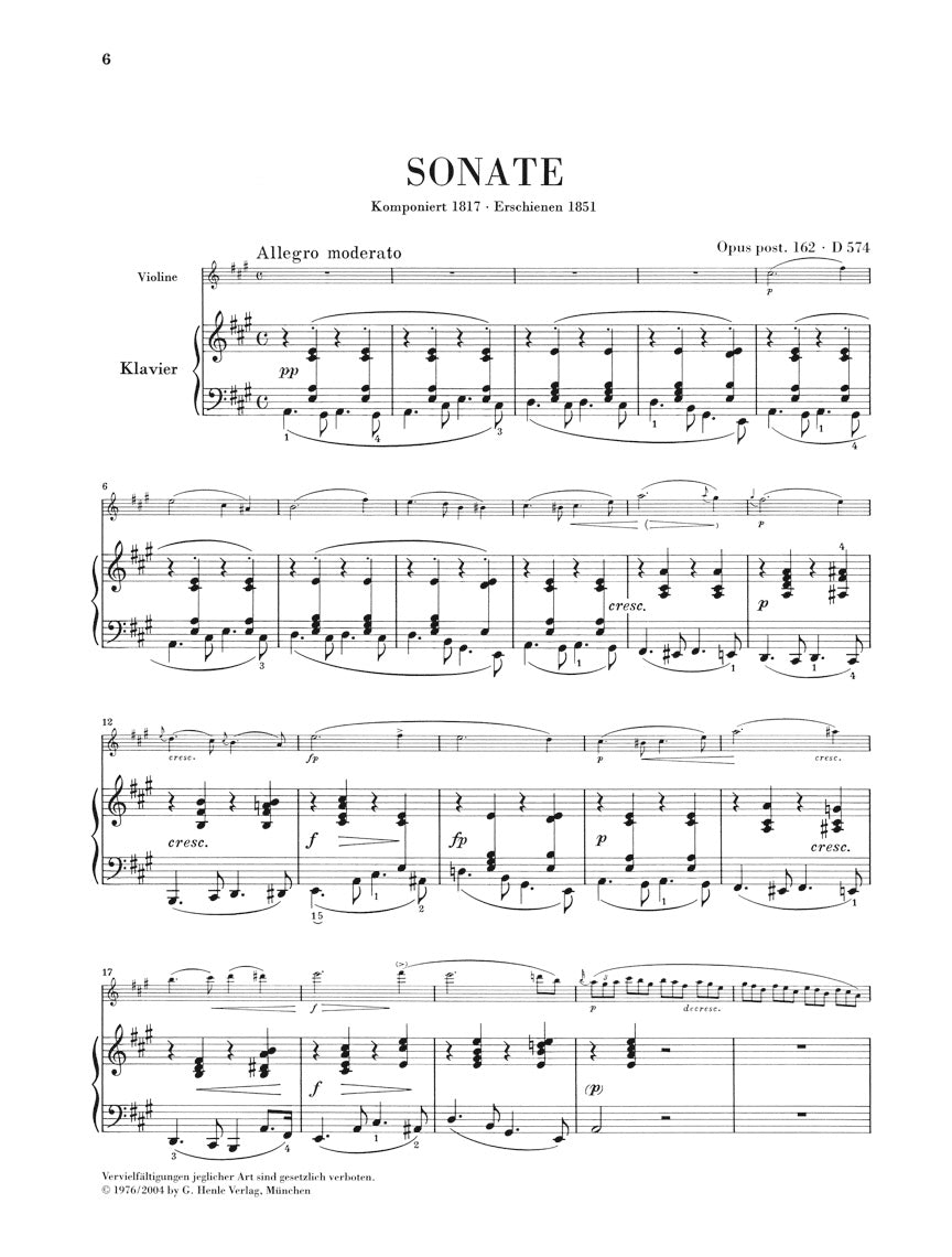 Schubert Duos for Piano and Violin