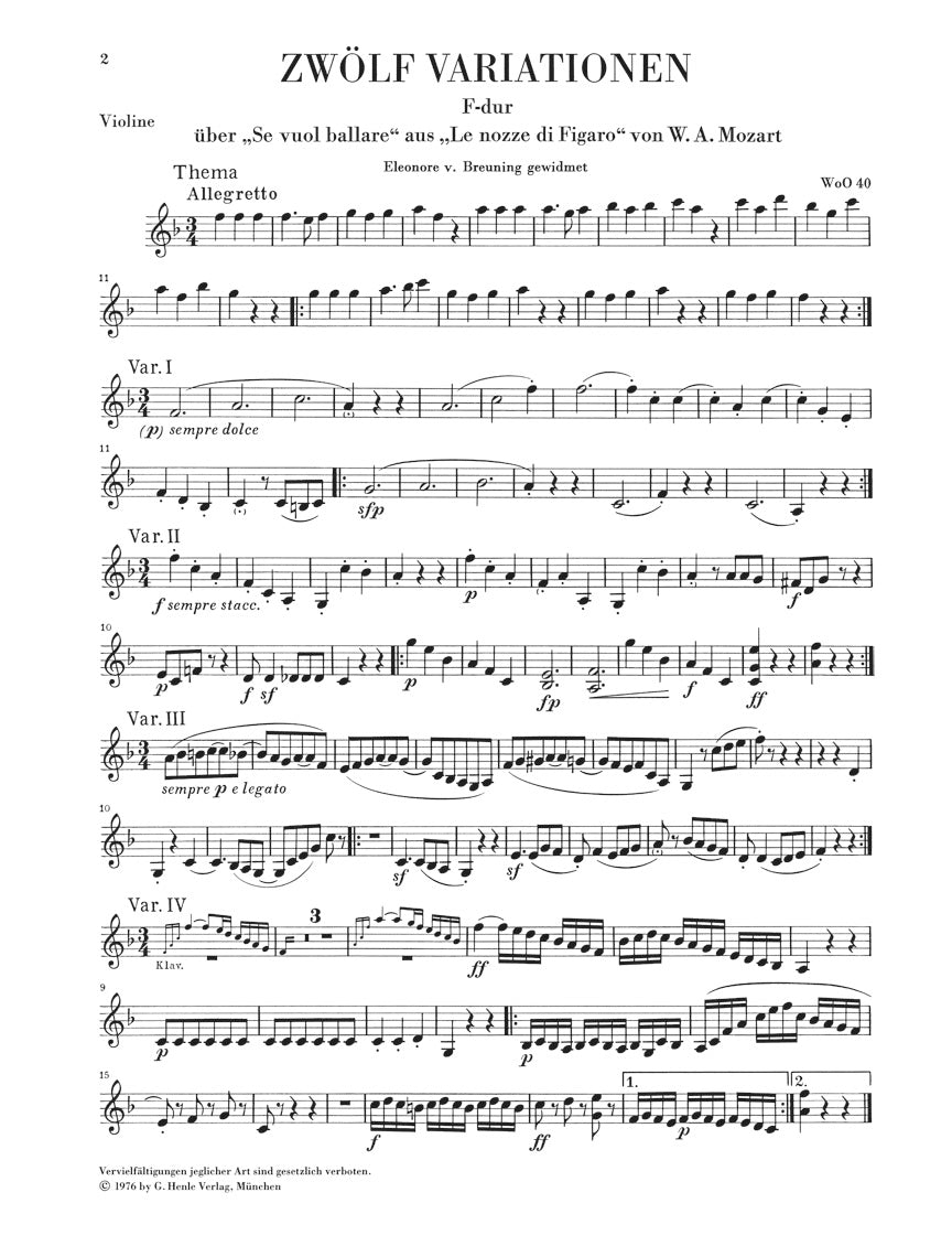 Beethoven Variations, Rondo and Dances WoO 40, 41, 42