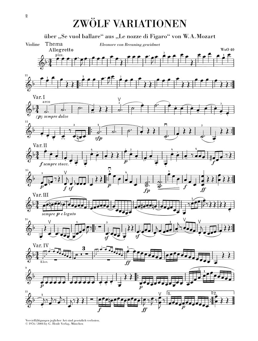 Beethoven Variations, Rondo and Dances WoO 40, 41, 42