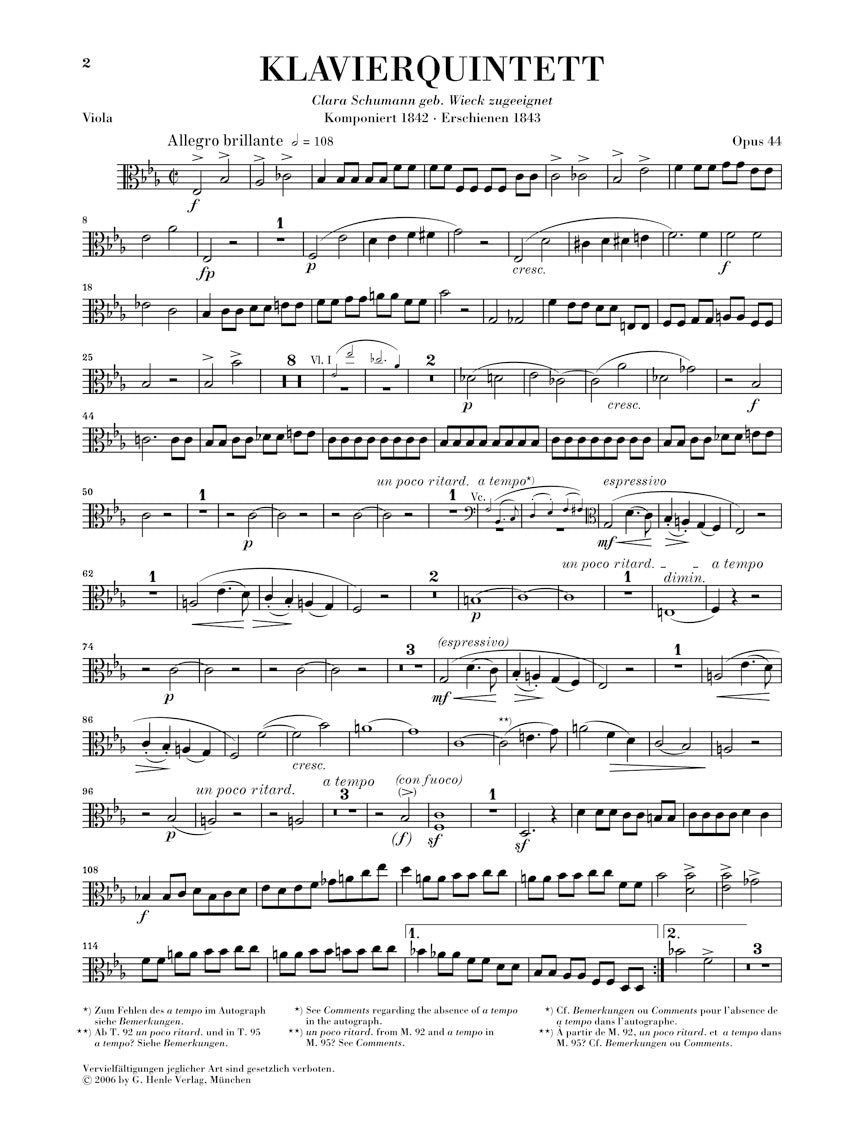 Schumann Piano Quintet in E flat major Opus 44