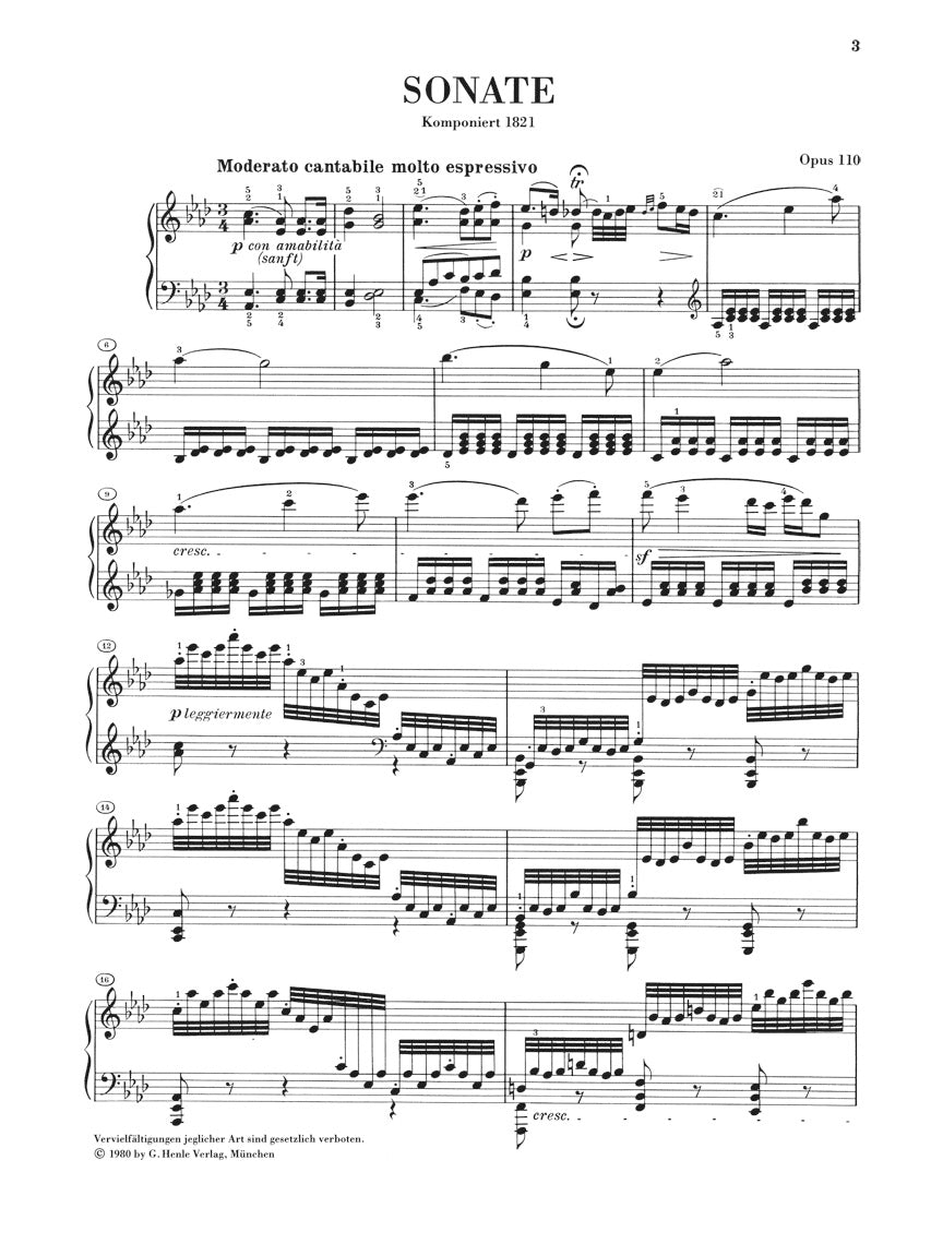 Beethoven Piano Sonata No 31 in A flat major Opus 110