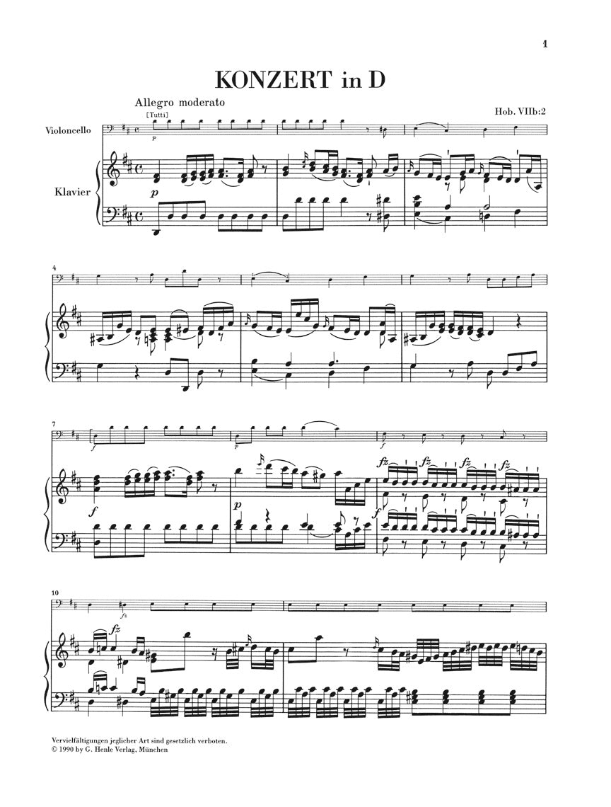 Haydn Concerto for Violoncello and Orchestra in D major Hob.VIIb:2