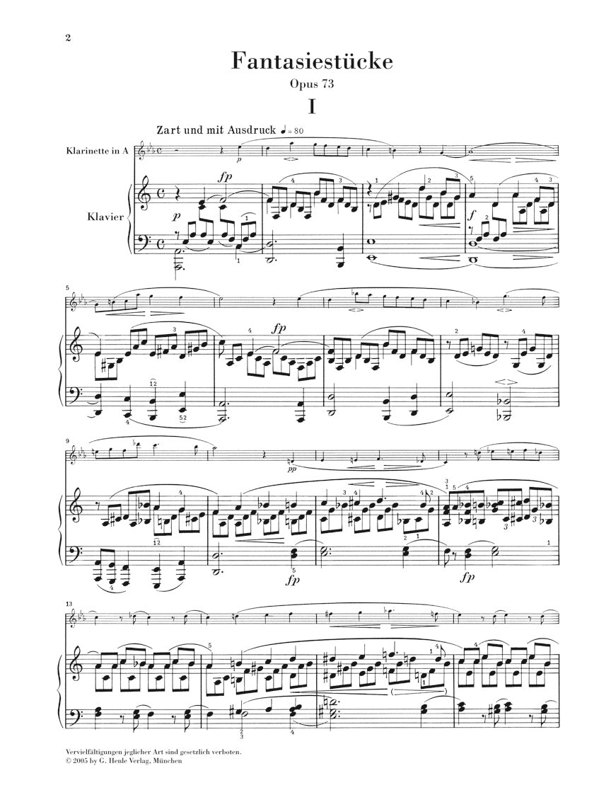 Schumann Fantasy Pieces for Piano and Clarinet Op. 73 Version for Violin