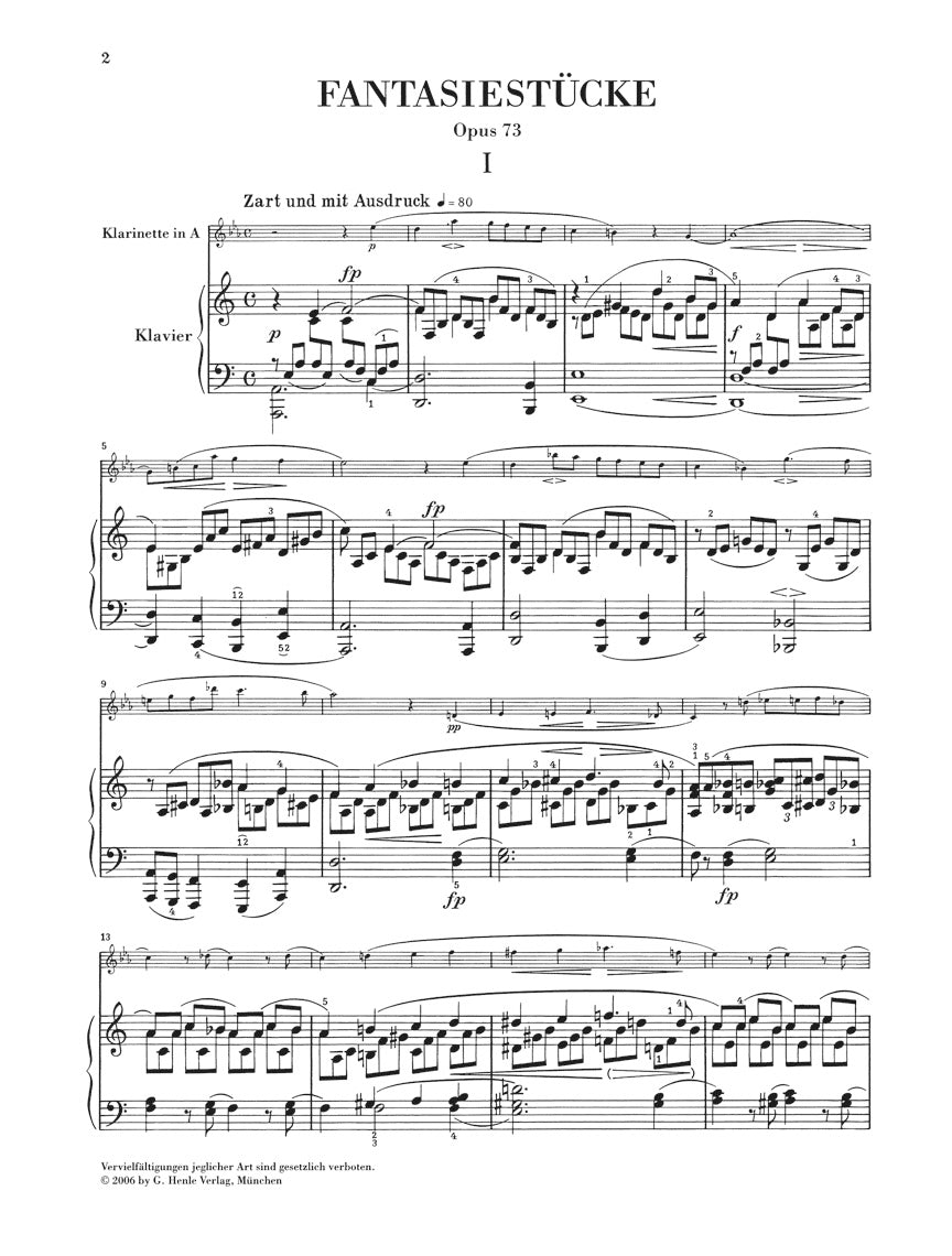 Schumann Fantasy Pieces for Piano and Clarinet Opus 73 Version for Cello