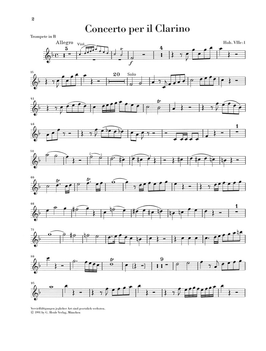 Haydn Concerto for Trumpet and Orchestra in E-Flat Major Hob.VIIe:1