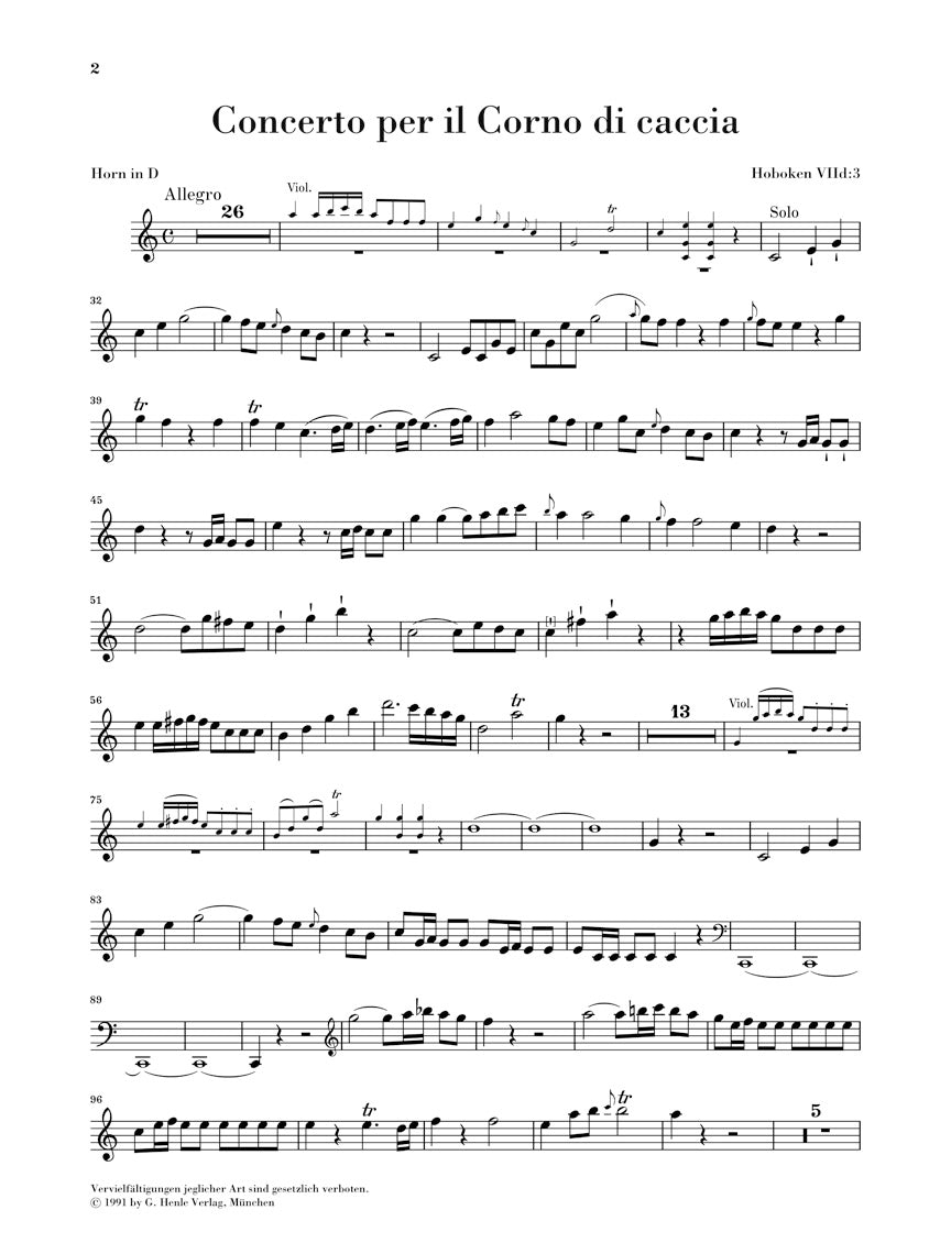 Haydn Concerto for Horn and Orchestra D Major Hob.VIId:3