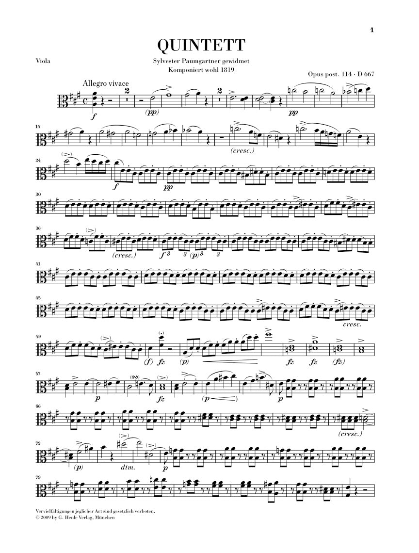 Schubert Quintet in A major Opus Posthumous 114 D 667 (Trout)