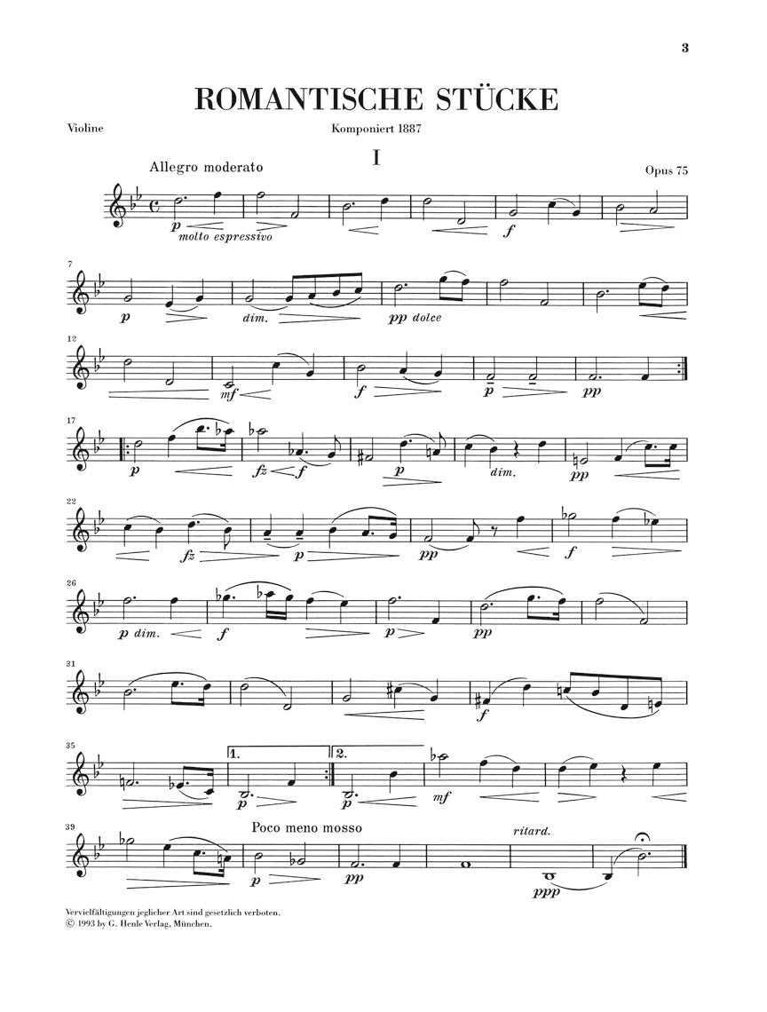 Dvořák: Romantic Pieces for Violin and Piano, Op. 75