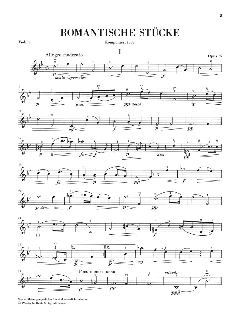 Dvořák: Romantic Pieces for Violin and Piano, Op. 75