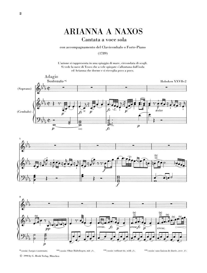 Haydn Arianna a Naxos, Cantata for Voice and Piano Hob.XXd