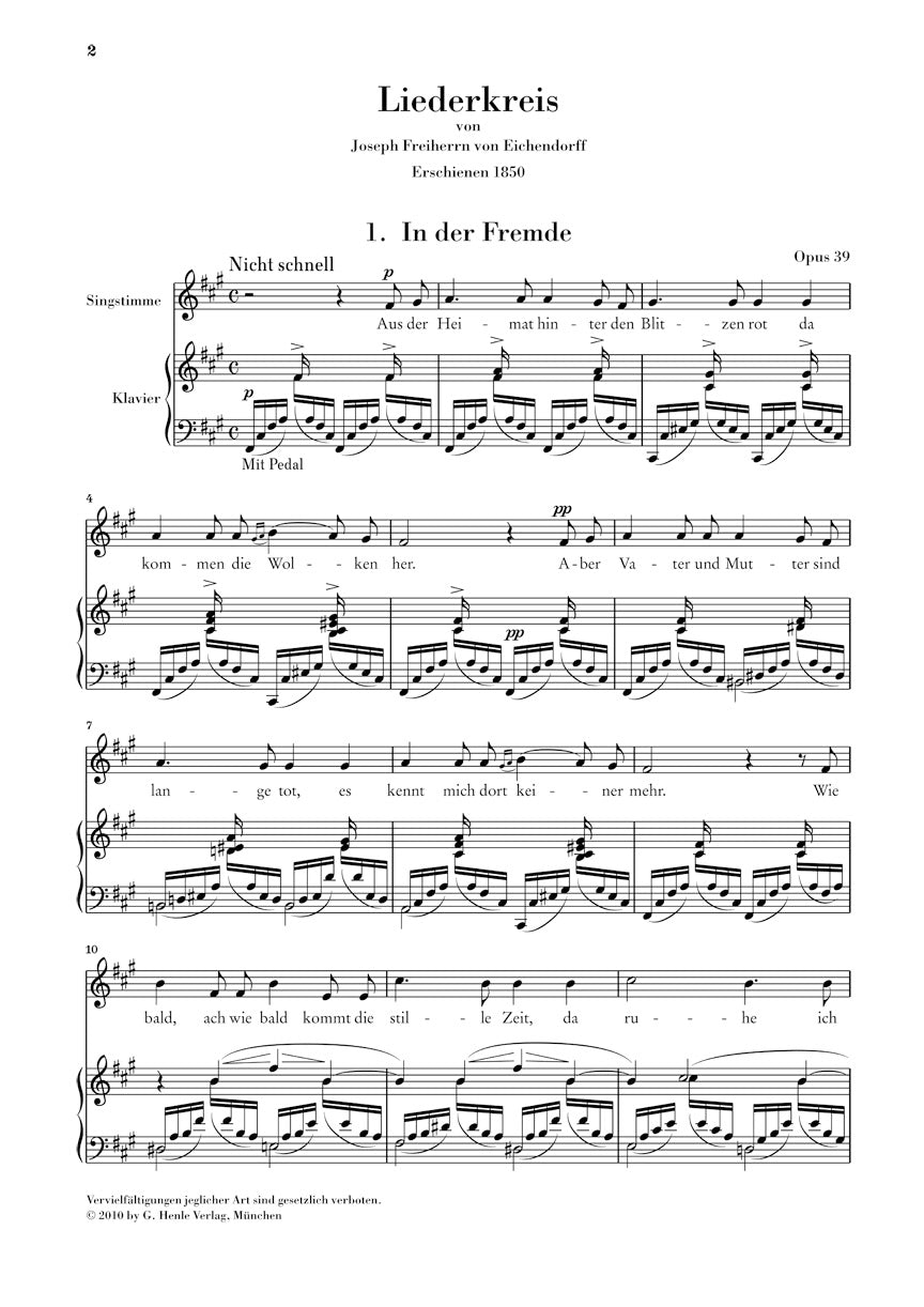 Schumann Liederkreis Opus 39 High Voice (Original Keys)