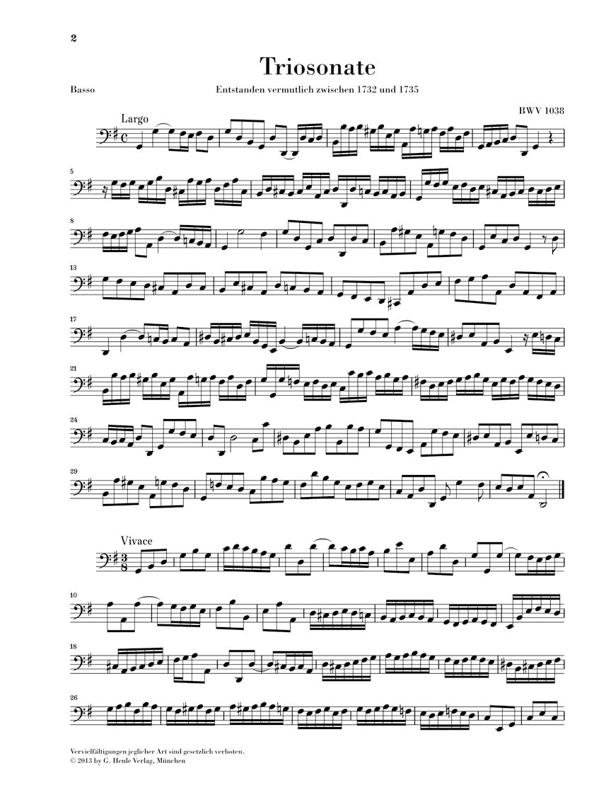 Bach Trio Sonata in G major BWV 1038