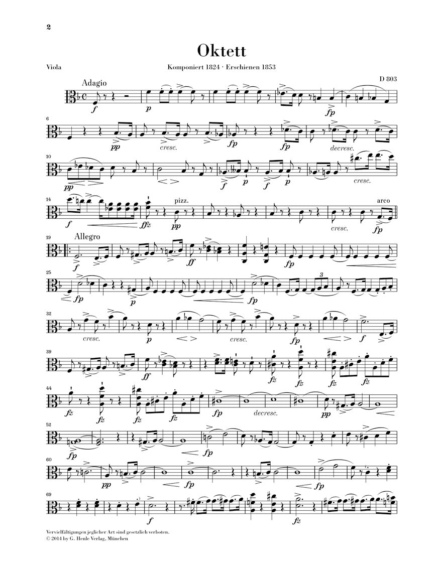 Schubert Octet in F major D 803 Parts