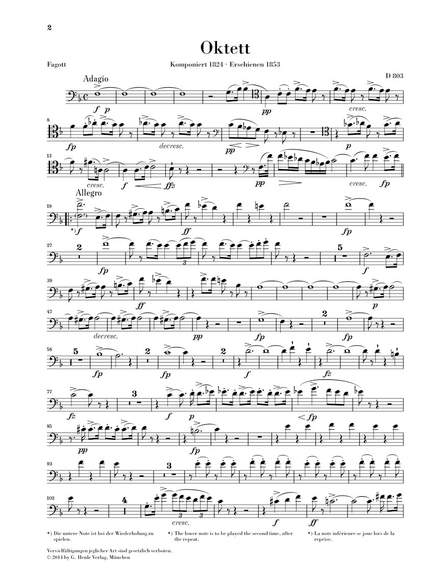 Schubert Octet in F major D 803 Parts