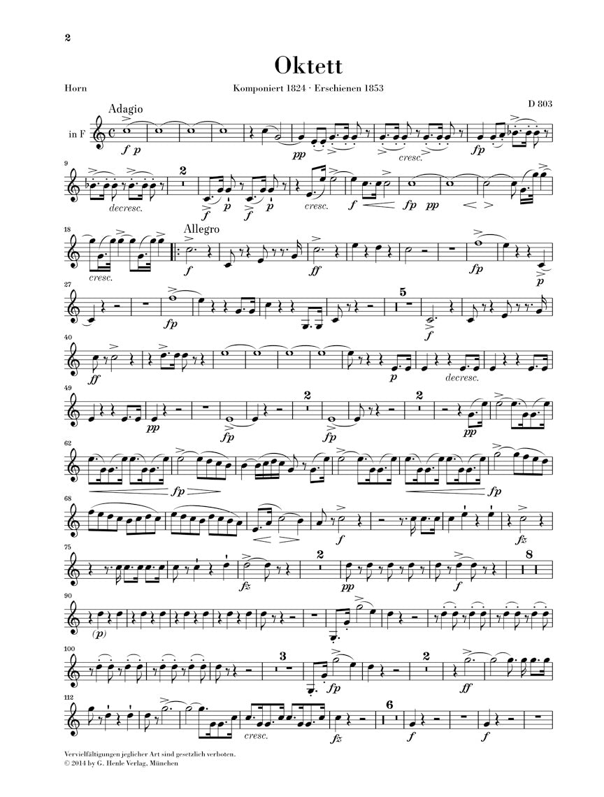 Schubert Octet in F major D 803 Parts