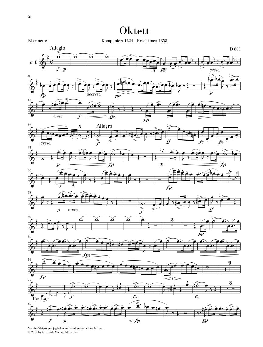 Schubert Octet in F major D 803 Parts