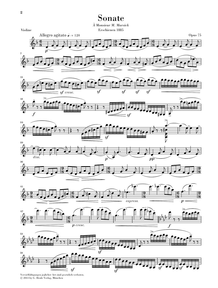 Saint-Saens Violin Sonata No. 1 D Minor Op. 75