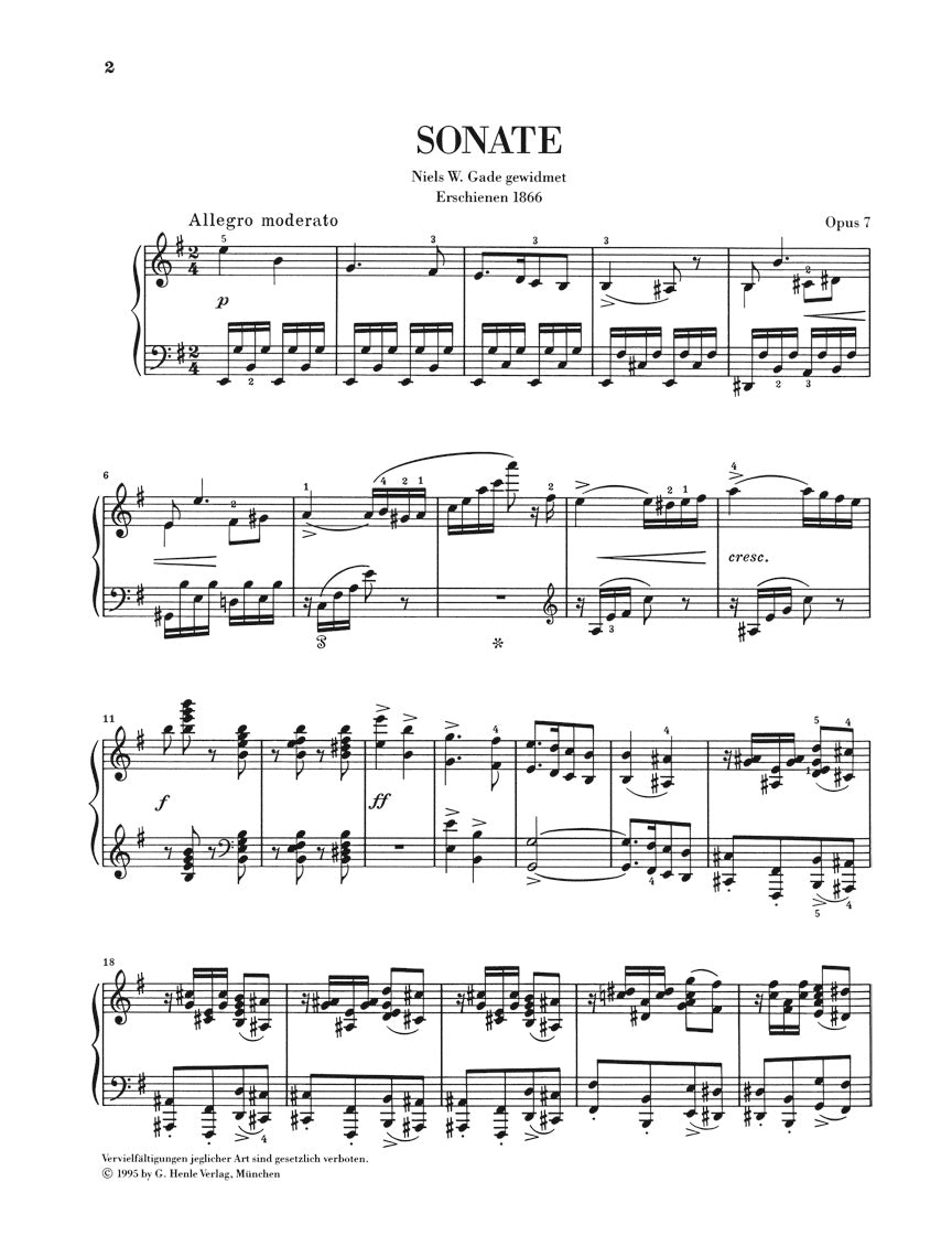 Grieg: Piano Sonata in E minor, Opus 7