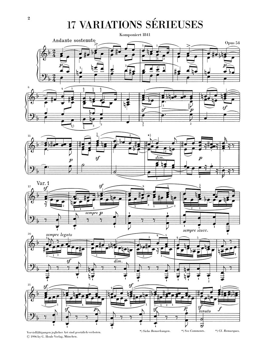 Mendelssohn Variations Serieuses Opus 54