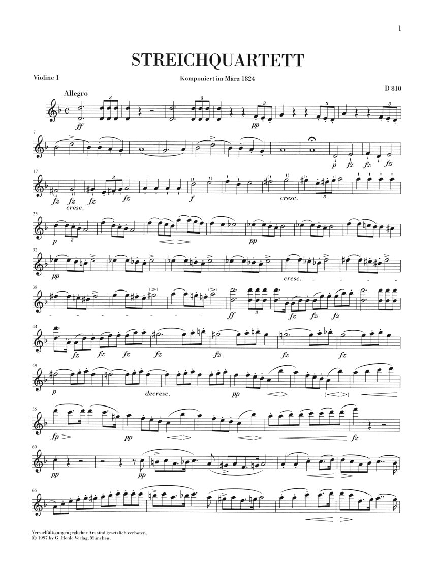 Schubert String Quartet in d minor D 810 (Death and the Maiden)