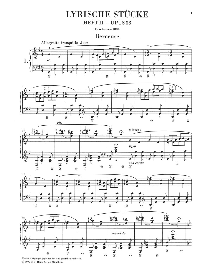 Grieg: Lyric Pieces, Volume 2 Op. 38