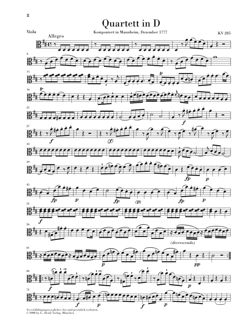 Mozart Quartets for Flute, Violin, Viola and Violoncello