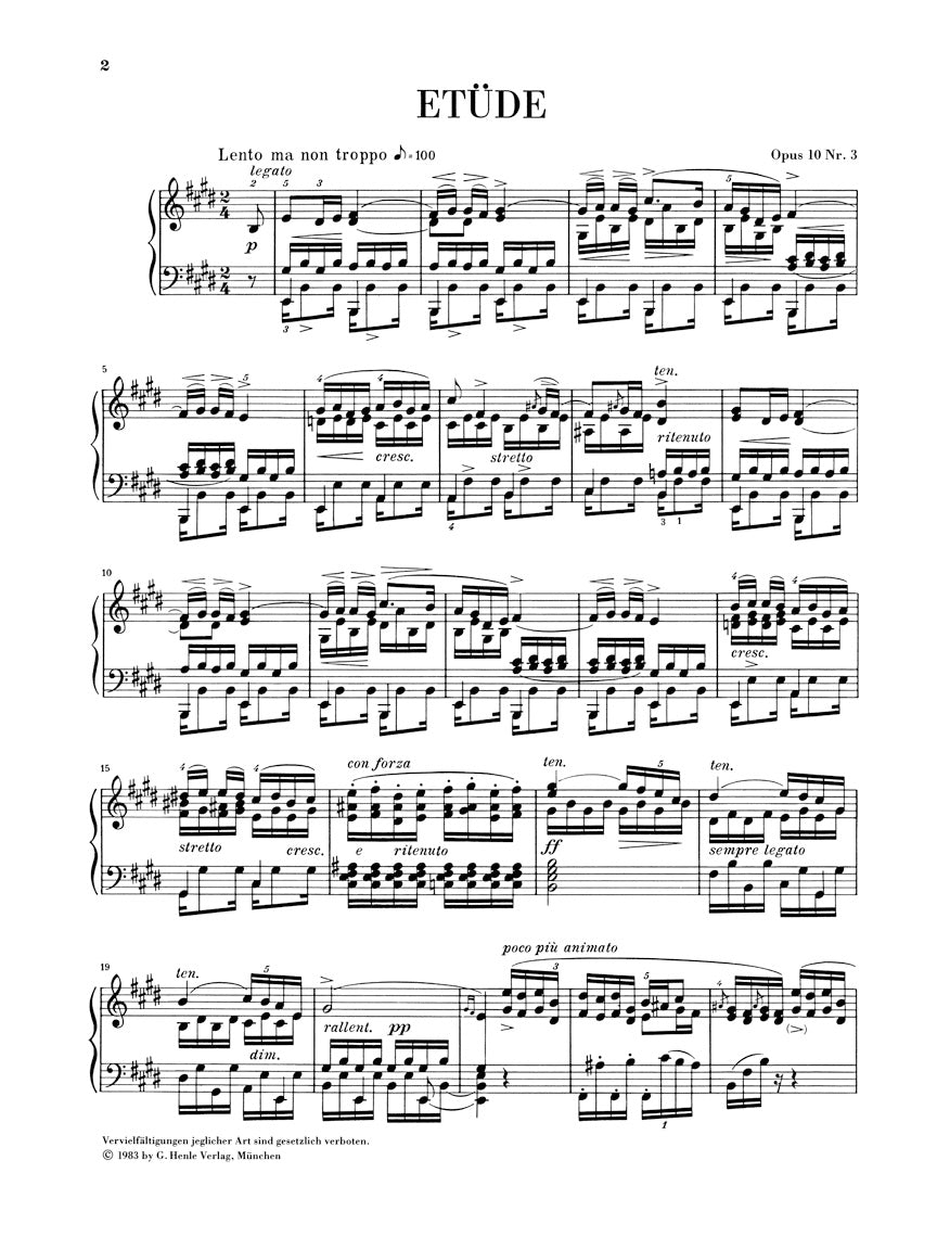 Chopin Etude in E Major Op. 10, No. 3