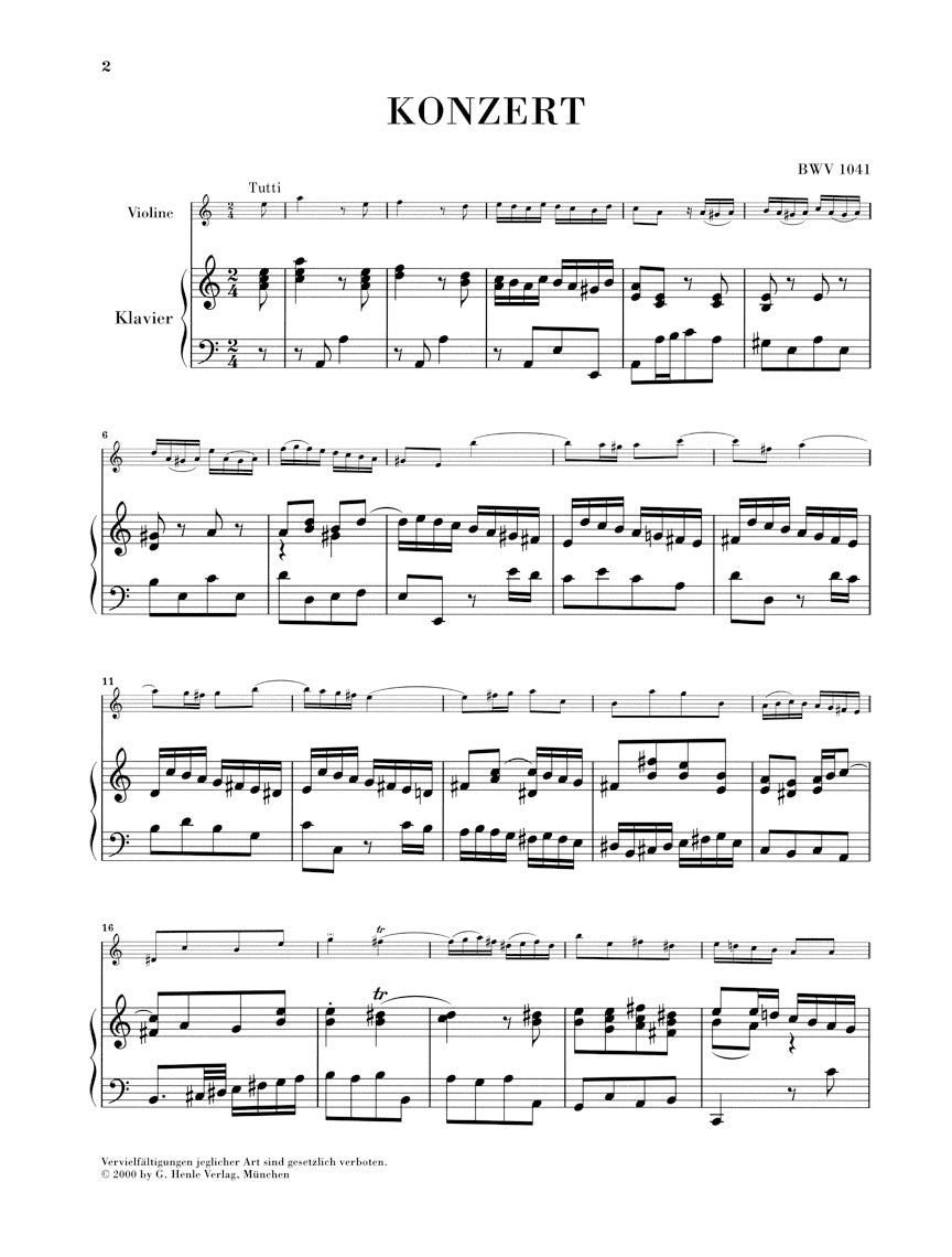 Bach Concerto for Violin and Orchestra in A minor BWV 1041