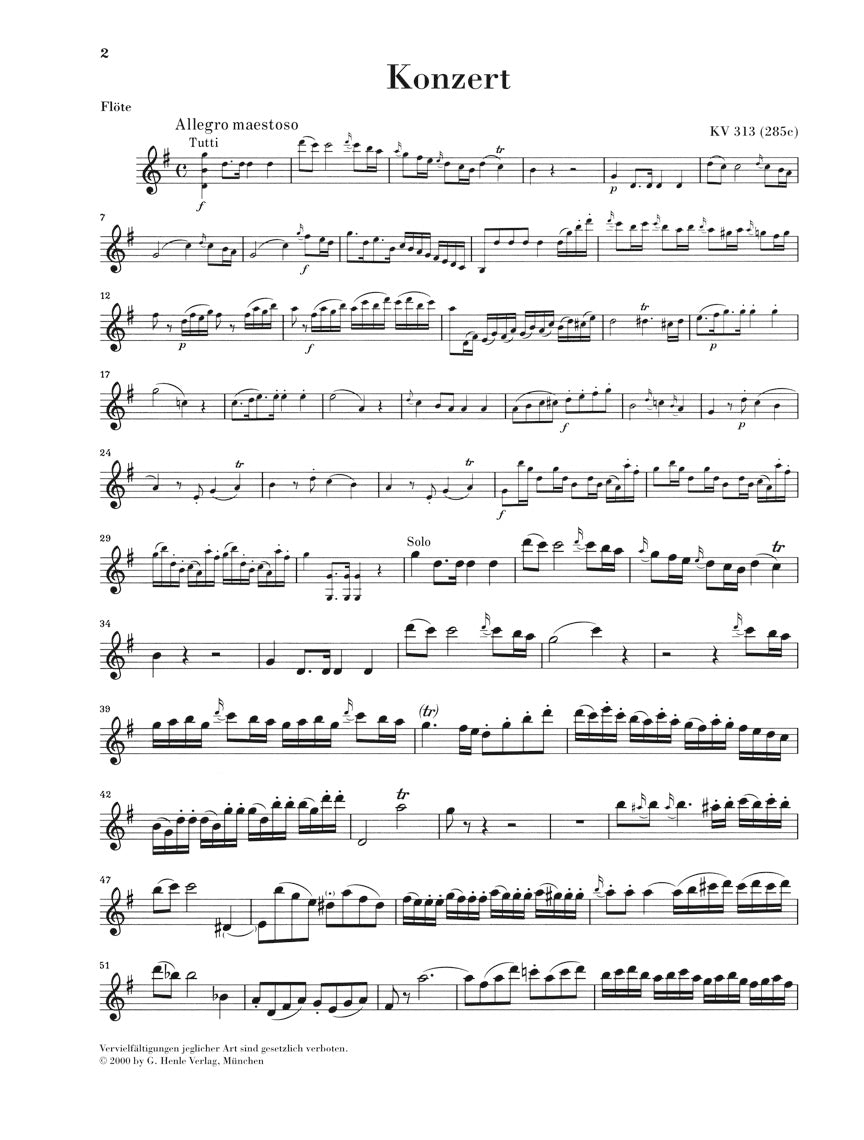 Mozart Concerto No. 1 G Major, K.313 for Flute & Piano Reduction