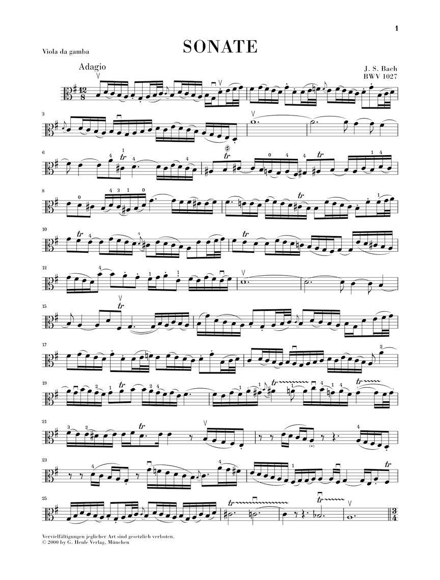 Bach Sonatas for Viola da Gamba and Harpsichord BWV 1027-1029 (Version for Cello)