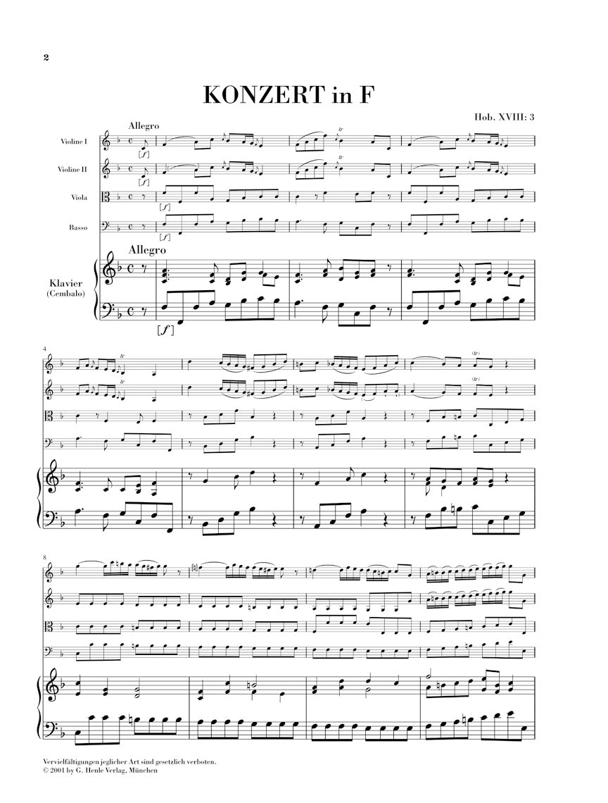 Haydn Concerto for Piano (Harpsichord) and Orchestra in F major Hob XVII