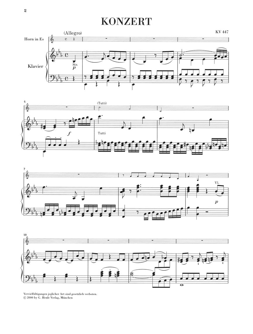 Mozart Concerto for Horn and Orchestra No. 3 E Flat Major K.447