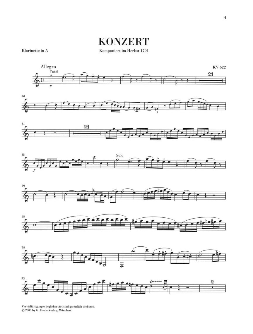 Mozart Clarinet Concerto in A major K622
