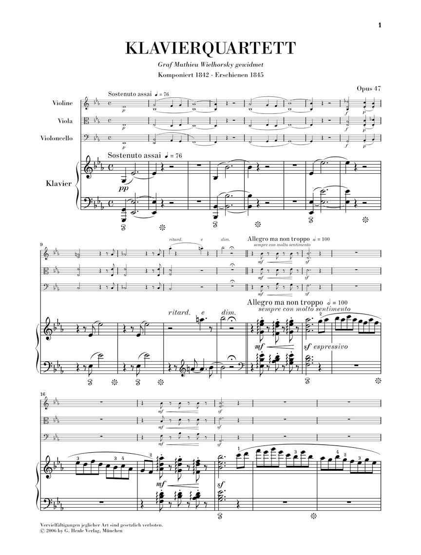 Schumann Piano Quartet in E flat major Opus 47