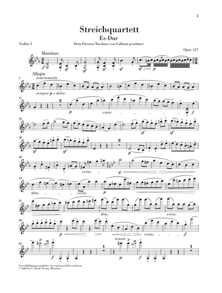 Beethoven String Quartet in E flat major Opus 127