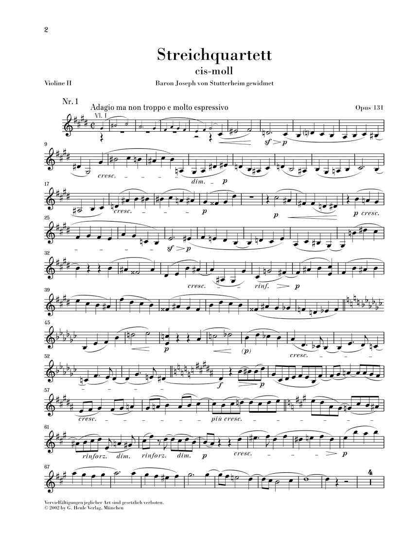 Beethoven String Quartet in C sharp minor Opus 131