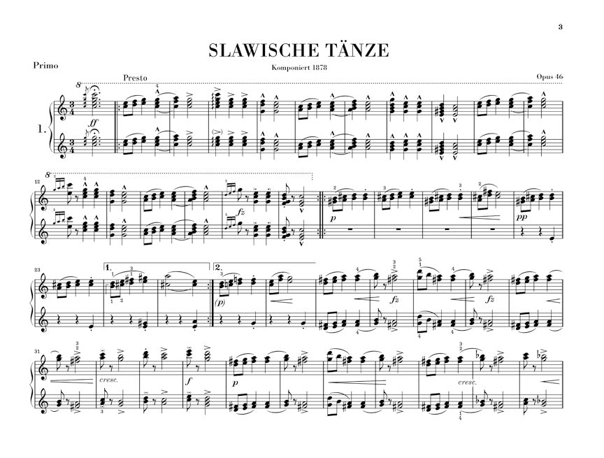 Dvořák: Slavonic Dances Opus 46 for Piano Four-Hands